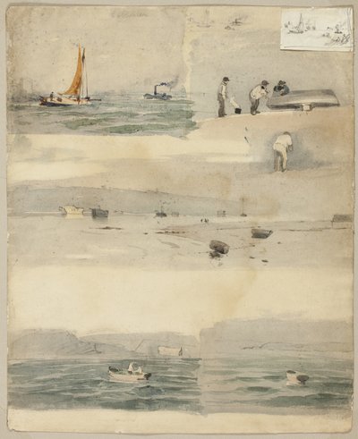 Esquisses de scènes marines (recto) ; Deux esquisses : Côte orageuse, paysage marin nuageux - Édouard Manet