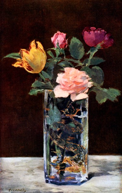 Nature morte avec des roses et des tulipes dans un vase dragon, 1882 - Édouard Manet