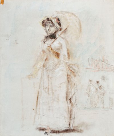 Femme en promenade tenant une ombrelle ouverte, 1880 - Édouard Manet