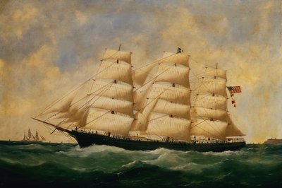 Le navire à voile américain, Servia au large du Havre - Edouard Marie Adam