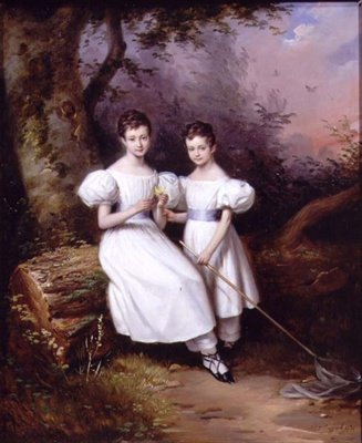 Portrait de deux enfants - Edouard Pingret