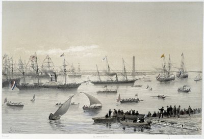 Entrée du Souverain dans le canal de Suez à Port-Saïd dans « Inauguration du canal de Suez » - Edouard Riou