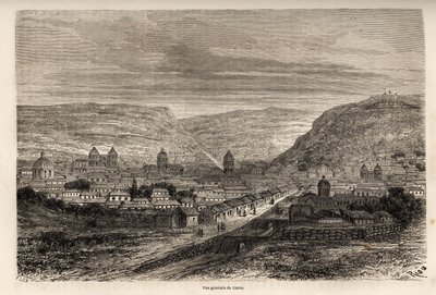 Vue générale de Cusco, ancienne capitale des Incas, dessin de Riou, pour illustrer le voyage de Paul Marcoy à travers l