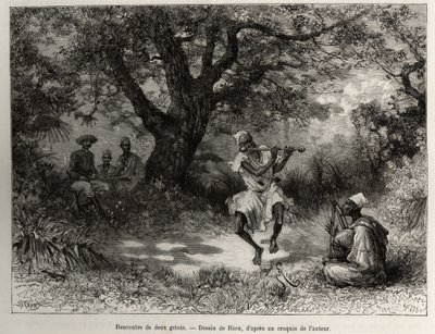 Rencontre de deux griots, le capitaine Binger, assis à l
