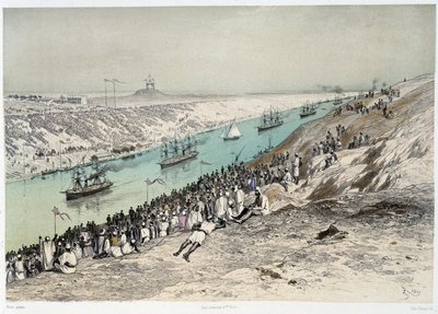 Passage à El-Guisr dans « Inauguration du canal de Suez par G. Nicole. 1869 - Edouard Riou