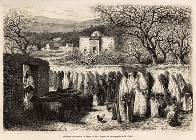 Procession au Marabout de Tlemcen (tombe avec un dôme d