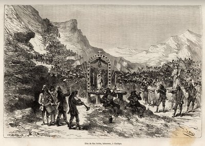 La fête de San Isidro, patron des laboureurs et protecteur des cultures, à Challqui (Pérou), le défilé de plus de 1000 Indiens de la région, amène la statue du saint à l