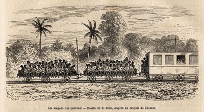 Le wagon des pauvres des trains paraguayens, simples plateformes attachées à la queue des trains sur lesquelles les passagers s