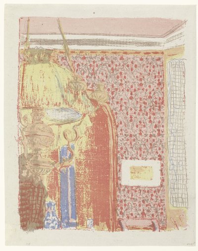 Intérieur avec papier peint rose et lampe (Paysages et intérieurs) - Edouard Vuillard