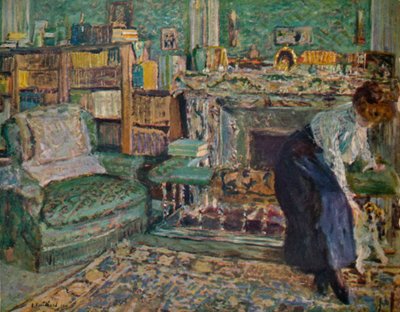 Marguerite Chapin dans son appartement avec son chien - Edouard Vuillard