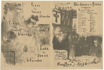 Couverture de programme avec publicité pour La Revue Blanche et annonce de la pièce Au-dessus des forces humaines - Edouard Vuillard