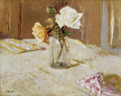 Roses dans un vase en verre - Edouard Vuillard