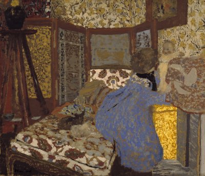 Femme en bleu avec un enfant, vers 1899 (huile sur carton) - Edouard Vuillard