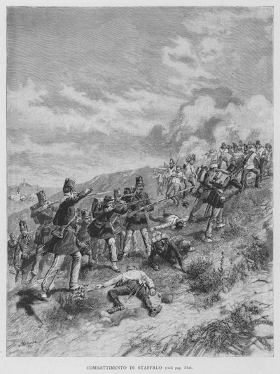 Combat de Staffalo (gravure) - Edouardo Matania