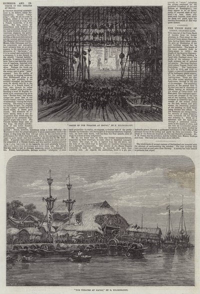 Extérieur et intérieur du théâtre de Macao - Eduard Hildebrandt