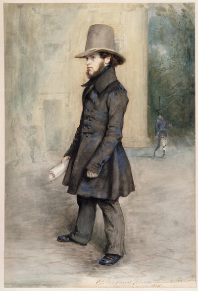 French : Adolph von Menzel avec un chapeau Biedermeier - Eduard Magnus