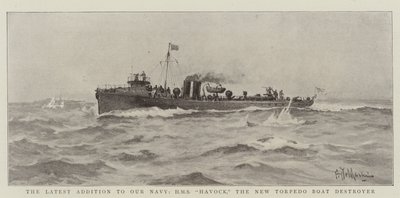 La Dernière Addition à Notre Marine, HMS Havock, le Nouveau Destroyer de Torpilles - Eduardo de Martino