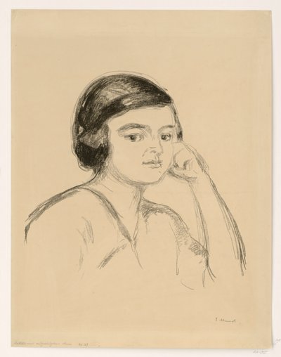 Jeune femme (jeune femme la main sur la joue ; jeune fille le bras appuyé) - Edvard Munch