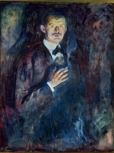 Autoportrait avec cigarette (huile sur toile) - Edvard Munch