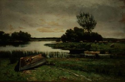 Lac avec barques à rames - Edward Arthur Walton