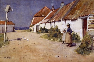 Cottages en bord de mer avec pigeonnier - Edward Arthur Walton