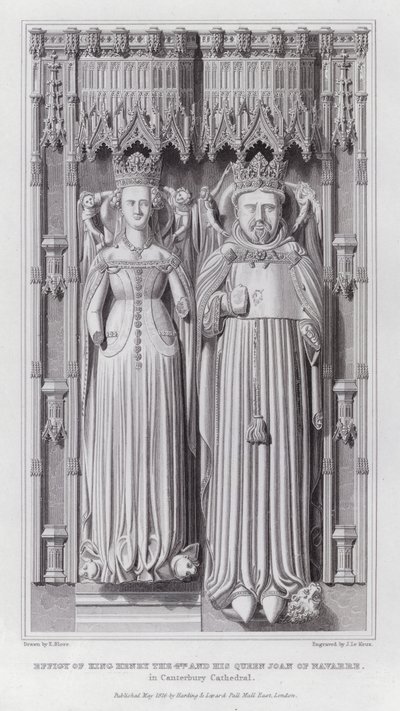 Effigie du roi Henri IV et de sa reine Jeanne de Navarre, dans la cathédrale de Canterbury (gravure) - Edward Blore