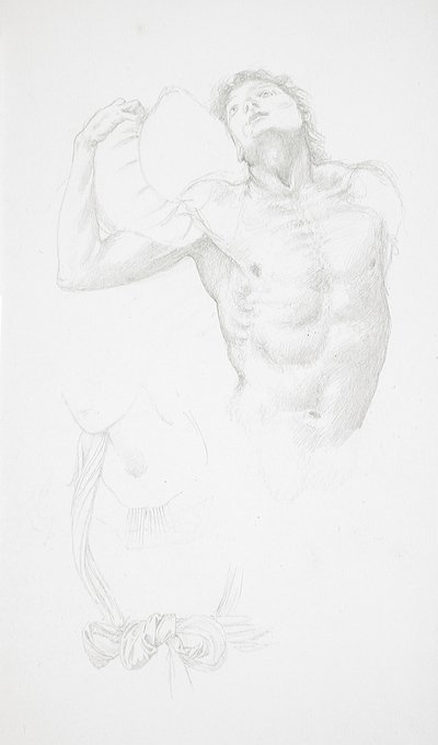 Nu masculin tenant un coussin - Edward Burne-Jones
