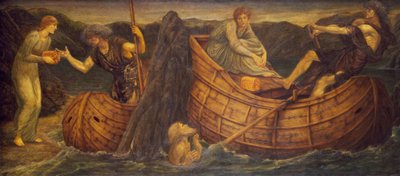 Cupidon et Psyché - Fresques du Palais Vert - Psyché donnant la pièce au passeur du Styx, 1881 - Edward Burne Jones