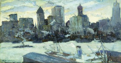 Le port de New York en hiver - Edward Cucuel