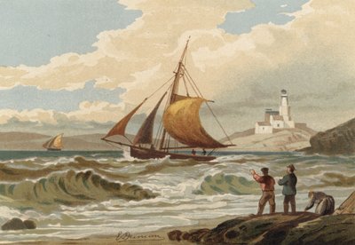 Bateaux de pêche revenant, phare de Mumbles - Edward Duncan