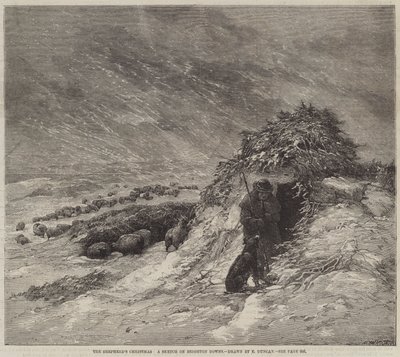 Le Noël du berger, une esquisse sur les Downs de Brighton - Edward Duncan
