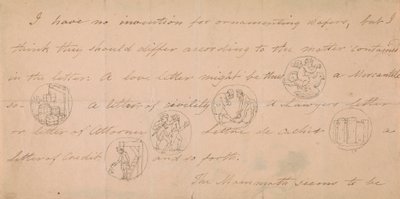 Lettre avec des dessins pour des cachets (?) - Edward Francis Burney