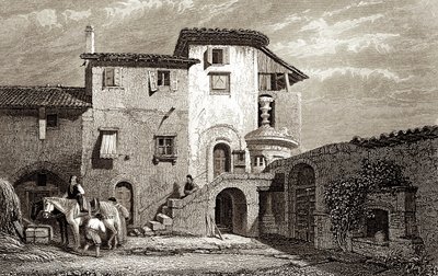 Résidence de Lord Byron 1811 (gravure) - Edward Francis Finden