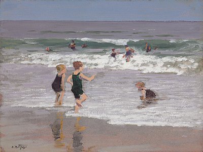 Enfants jouant dans les vagues - Edward Henry Potthast