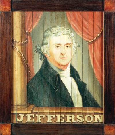 Un important panneau de taverne représentant Thomas Jefferson et James Madison - Edward Hicks