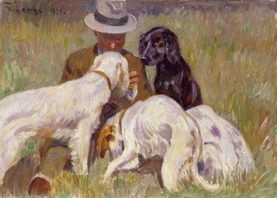 Homme avec ses setters - Edward Lange