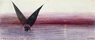 Bateau égyptien sur le Nil, à Manfaloot (Égypte) - Edward Lear