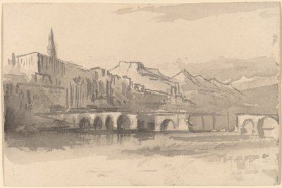 Pont avec montagnes au loin (Ventimiglia) - Edward Lear