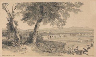 Campagne romaine vue depuis la Villa Mattei, tirée de *Vues de Rome et de ses environs*, 1841 - Edward Lear