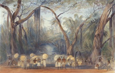 Des gens sur la route près de Kalicut, à Malabar - Edward Lear