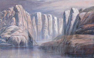 Col de la rivière, entre des falaises de roches arides - Edward Lear