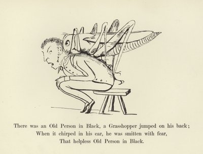 Il y avait une vieille personne en noir, une sauterelle a sauté sur son dos - Edward Lear