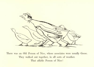 Il y avait une vieille personne de Nice, dont les associés étaient habituellement des oies - Edward Lear