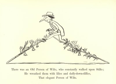 Il y avait une vieille personne de Wilts, qui marchait constamment sur des échasses - Edward Lear