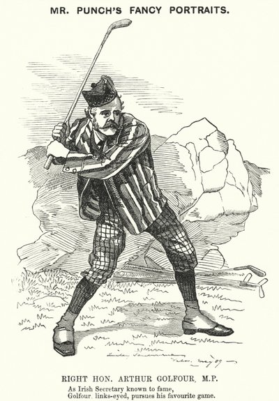 Caricature de Punch : Arthur Balfour, homme politique conservateur britannique et Premier ministre (gravure) - Edward Linley (after) Sambourne