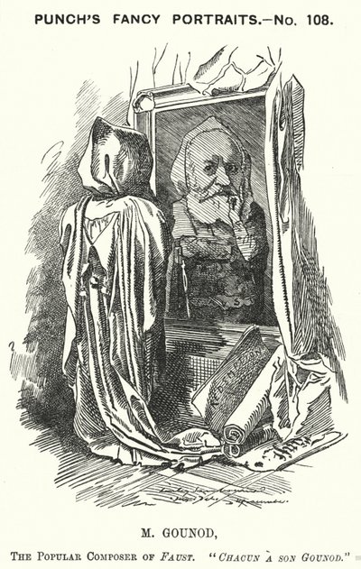Caricature de Punch : Charles Gounod, compositeur français - Edward Linley (after) Sambourne