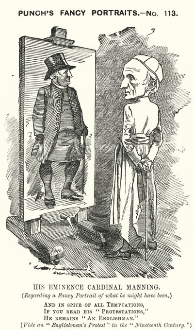 Caricature de Punch : Henry Edward Manning, cardinal anglais et archevêque catholique de Westminster - Edward Linley (after) Sambourne