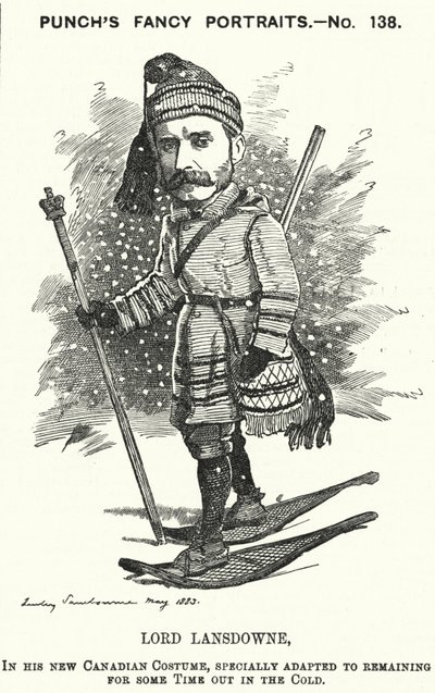 Caricature de Punch : Henry Petty-Fitzmaurice, 5e marquis de Lansdowne, homme politique britannique et gouverneur général du Canada - Edward Linley (after) Sambourne