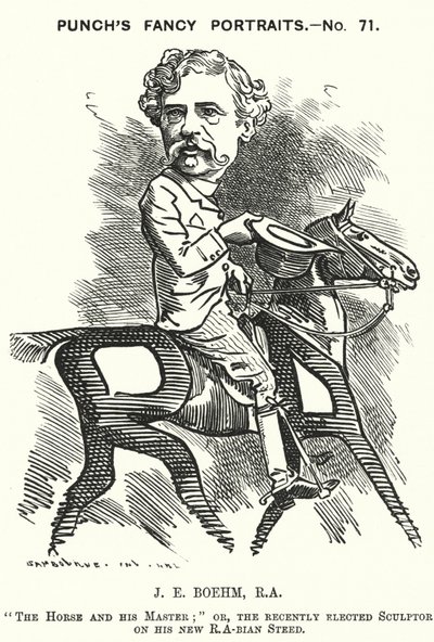 Caricature de Joseph Edgar Boehm, sculpteur anglais (gravure) - Edward Linley (after) Sambourne