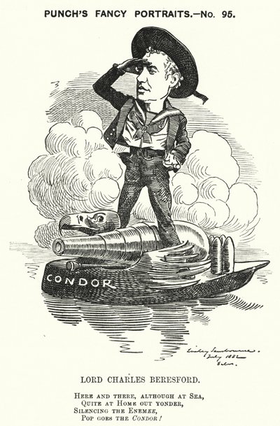 Caricature de Punch : Lord Charles Beresford, amiral anglo-irlandais et homme politique conservateur (gravure) - Edward Linley (after) Sambourne